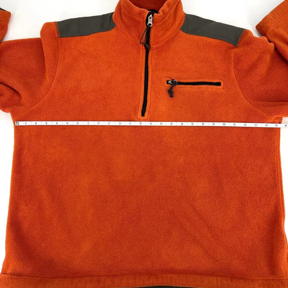 J. Crew Mens Orange Polartec ½ Zip Pullover Size XL **READ**